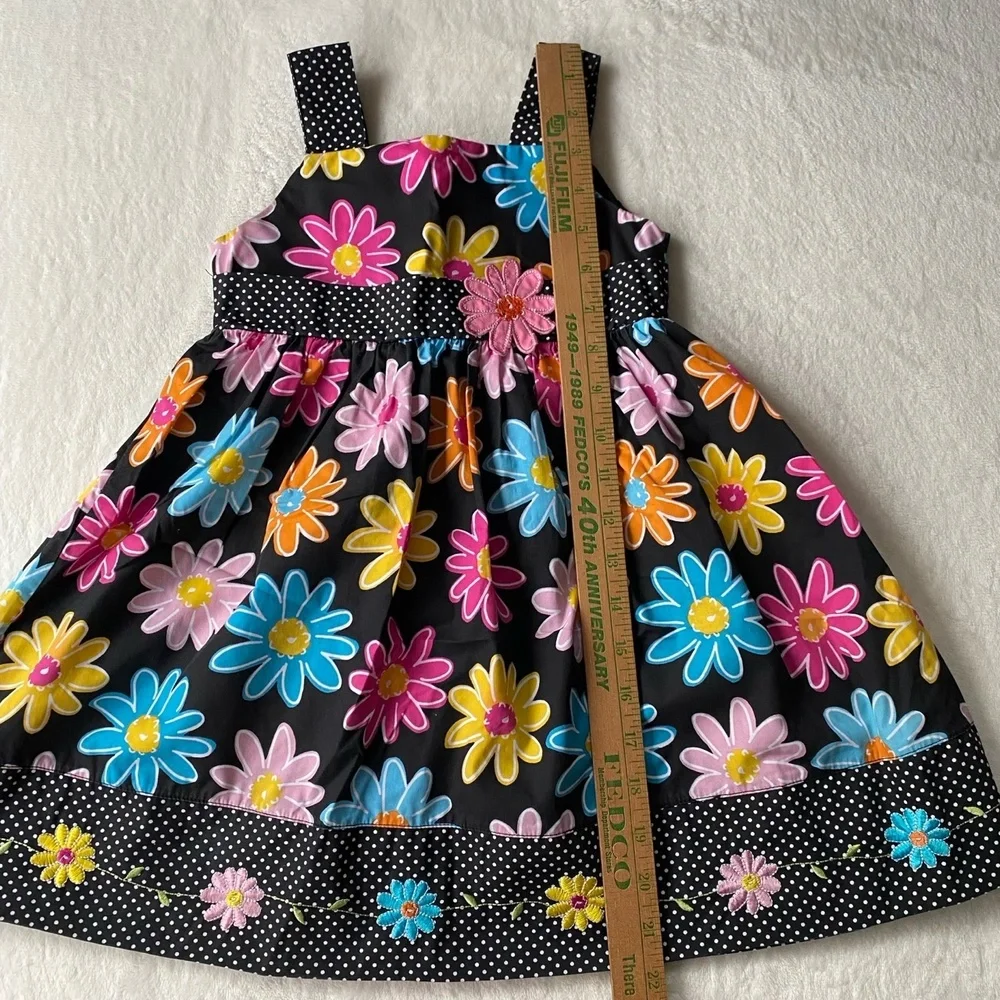 BLUEBERI Boulevard Dress Floral Black Polka‎ Dot Multicolored embroidered 4T